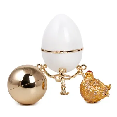 First Hen Faberge Egg Replica Jewelry Box White Gold Easter Egg яйцо Фаберже • $126.65