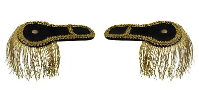 Ringmaster Black Shoulder Epaulettes Gold Fringe Boards Costume Accessories • $14.99