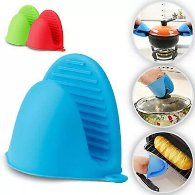 Mini Silicone Oven Mitts Heat Insulation Oven Gloves Kitchen BBQ Pot Holder Clip • $15.49