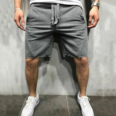 Men Shorts Wild Style Solid Color Ripped Short Pants Jogger Workout Shorts Men • $19.91