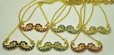 Wholesale Lot Of 6 Mustache Pendant Necklace Gold   22  Chain Fashion Jewelry • $12.99
