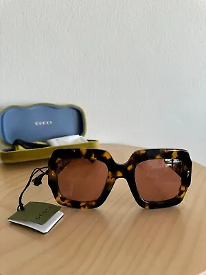 $495 • Buy New Gucci Sunglasses Glasses Womens Mens Optical GG1111S 003 Havana Brown Square