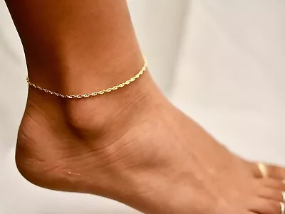 9K 9ct Yellow Gold Plated Ladies Girls Women ANKLE CHAIN Anklet 10.2  .1329 UK • £8.99