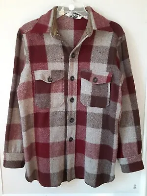 VINTAGE 60's Woolrich Mens Hunting Jacket Wool Buffalo Plaid Coat Shirt Medium • $32