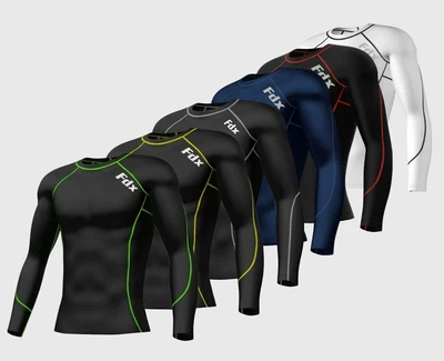 £10.99 • Buy FDX Mens Compression Armour Base Layer Top Long Sleeve Thermal Gym Sports Shirts