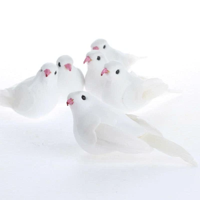 $22.04 • Buy Group Of 12 White Sweet Artificial Mushroom Dove Birds