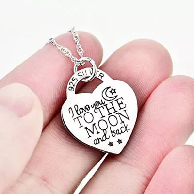 Elegant 925 Sterling Silver I Love You To The Moon And Back Pendant Necklace  • $15.74