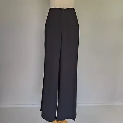 Carla Zampatti Black Crepe High Rise Wide Leg Dress Pants Size 8 • $249