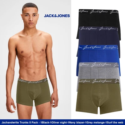 £18.49 • Buy Mens 5 Pack Jack & Jones Boxer Shorts, Underwear, Multipack Trunks, New