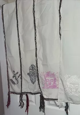 Om Yoga Meditation Style Scarf Hippie Cotton White 68” Long X 10” Wide/ 4 In Lot • $15.50
