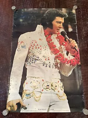 Vintage 1975 Elvis Presley Original Las Vegas Poster  The King  Jumpsuit Hawaii • $19.99