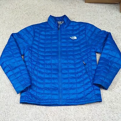 The North Face Thermoball Puffer Jacket Mens M Blue Full Zip Lightweight • $68.88