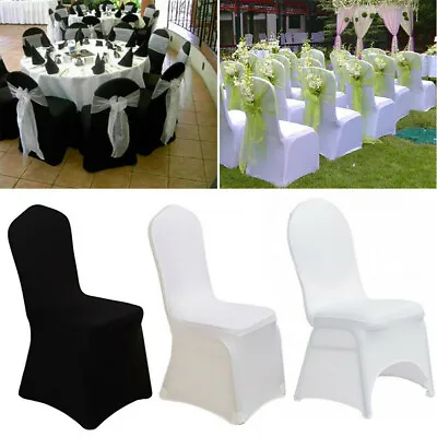 £23.91 • Buy 100/50 White Black Spandex Universal Wedding Banquet Chair Cover Meeting Room