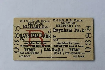 M&GN Jt Railway Ticket 0388 RAYNHAM PARK To ............ SERVICE MILITARY  • $3.79