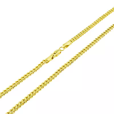 10K Yellow Gold 2.5mm Wheat Franco Box Chain Pendant Necklace 16 - 30  Hollow • $321.99