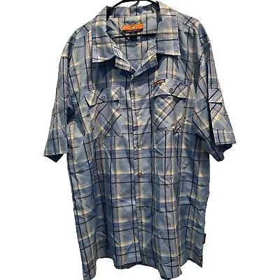 Veezo Wear Short Sleeved Button Up Shirt 2XL Blue Plaid Flap Shirt Pockets • $19.99