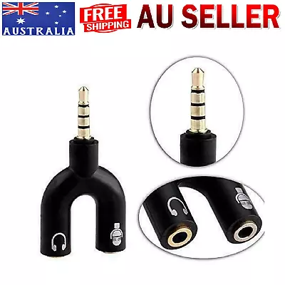 Portable 3.5mm Audio Jack To Headphone Microphone U Splitter Converter Adapter • $7.49