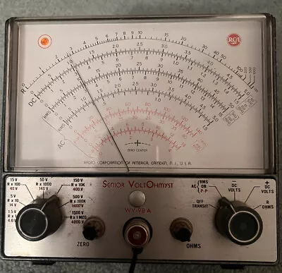 Vintage RCA SENIOR VOLTOHMYST  METER Model WV-98A - Working - With Probe & Clip • $105