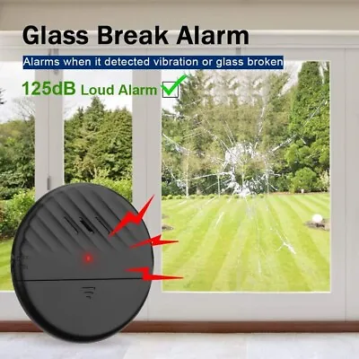 Window Alarm Glass Break Sensor Alarm 125dB Ultra-Slim Glass Break Detector • $11.55