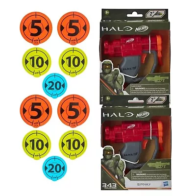 Halo Nerf Micro Shots SPNKr Launcher Dart Gun Hasbro & 5 TARGET  - 2 PACK BUNDLE • £9.99