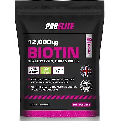 Biotin 12000mcg Hair Growth Tablets Vegan Max Strength Healthy Skin Nails Pills • £6.99