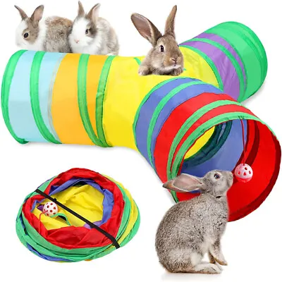 Rabbit Toys Tunnel Pet Toys Small Animal Activity Tunnels Tubes For Rabbits Pigs • £10.59