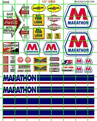 4049 Dave's Decals Ho Scale Marathon Station Gas Oil Mixed Set With Extras • $8.95