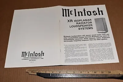 McIntosh XR ISOPLANAR RADIATOR LOUDSPEAKER Dealer Brochure • $9.99