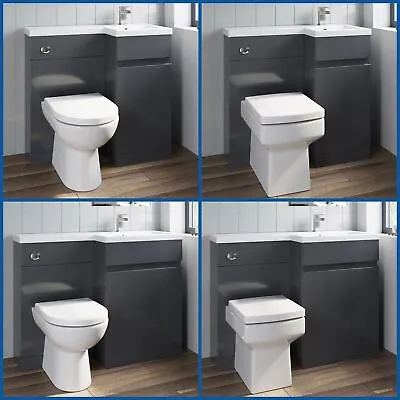 Grey Bathroom Vanity Unit Sink Basin Toilet Combined Furniture Left/Right Hand • £418.97