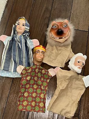 Vintage Hand Puppets Rubber Head Cloth Body Lot Of 4 Big Bad Wolf Noah Mary…. • $25