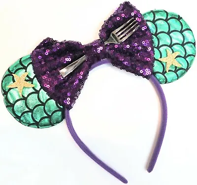 Disney The Little Mermaid - Ariel Minnie Mouse Ears Headband-Under The HANDMADE • $12.99