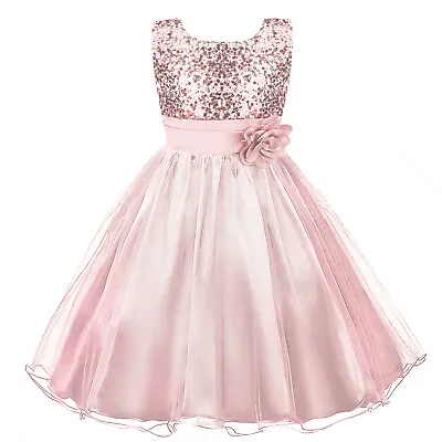 £11.59 • Buy Girls Baby Party Dress Flower Bow Wedding Bridesmaid Gown Banquet Xmas Gifts UK