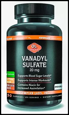 Olympian Labs Vanadyl Sulfate-20 250 Veggie Caps Allergen-Free Vegan  • $25.95
