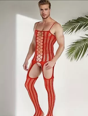 Men Gay Fishnet Body Stocking Bodysuit Crossdresser Underwear Sissy Pantyhose Uk • £11.92