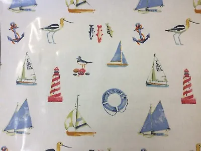 £14.95 • Buy Fryetts Nautical Seaside Blue Tablecloth Wipeclean Pvc Kitchen Tablecloth