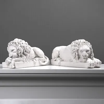 Canova Lions - Statues In Pair (12.2 Inch / 31 Cm) Marble Lion Sculpture Museum • $265