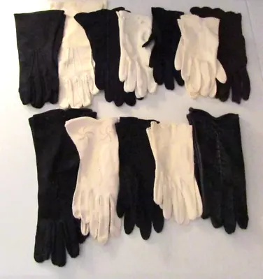 Vintage Ladies' Black & White Gloves - Lot Of 12 - Various Sizes • $29