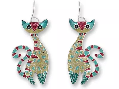 Cat Radiance Dangle Earrings Whimscal & Colorful Hand Painted Gifts Kitty • $22.99