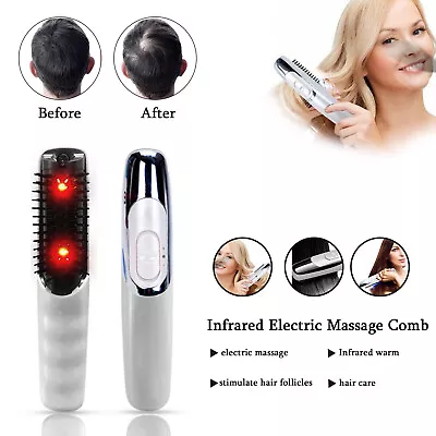 2in1 Electric Infrared Laser Hair Comb Head Scalp Vibrating Massager Comb Brush • £10.98