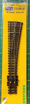 N Scale PECO Streamline SL-U395F Medium Radius Right Hand Turnout Code 55 • $29