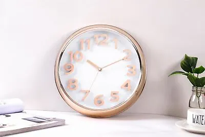 £14.99 • Buy Chunky Station Style Wall Clock - Rose Gold Premium Copper Kitchen