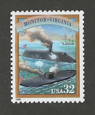 Civil War Battle Of The Ironclads - Monitor & Merrimack - U.s. Postage Stamp • $2.95