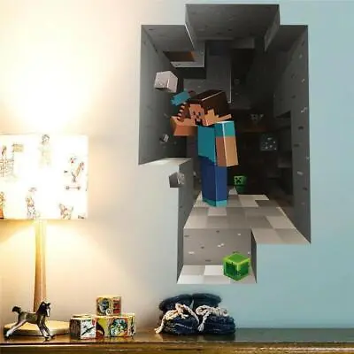 Minecraft Wall Stickers Cartoon 3d Game Sticker Popular Mural Kid Room Decor New • $8.75