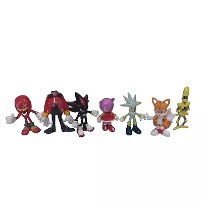 Lot Of 7 Sonic The Hedgehog Mini Figures Knuckles Amy Silver Shadow Tails • $16.98