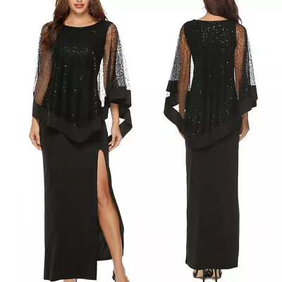 £20.77 • Buy Elegant Womens Long Maxi Dress Slim Side Slit Sequins Evening Party Prom Dresses