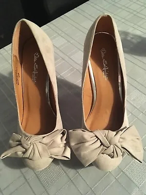 £14.95 • Buy Miss Selfridge Nude Faux Suede Wedge Shoes Size 3 Bow Front