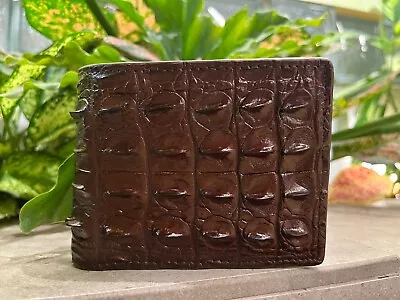 Double Side Brown Real Back Crocodile Alligator Leather Men's Bifold Wallet • $35.69