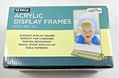 NIB 11 Acrylic Gold 5x7  Frames Sign Holders Table Menu Display Stand 2 Sided • $23.96