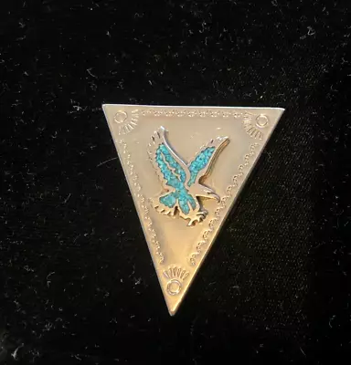 Vintage Usa Western Collar Tip Shirt Eagle Turquoise Silverplate Design Single • $6