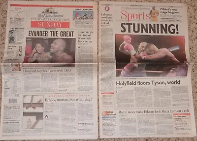 Boxers Evander Holyfield-Mike Tyson Championship Fight 1996 Atlanta Newspaper • $14